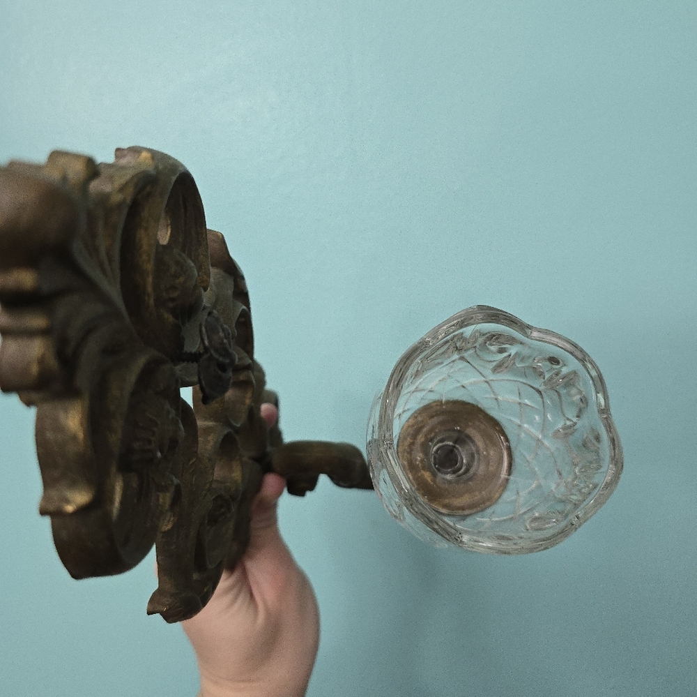 Vtg Burwood Wall Sconces 2 Ornate Gold/bronze Scroll Candle Holders w/votives - Picture 6 of 12